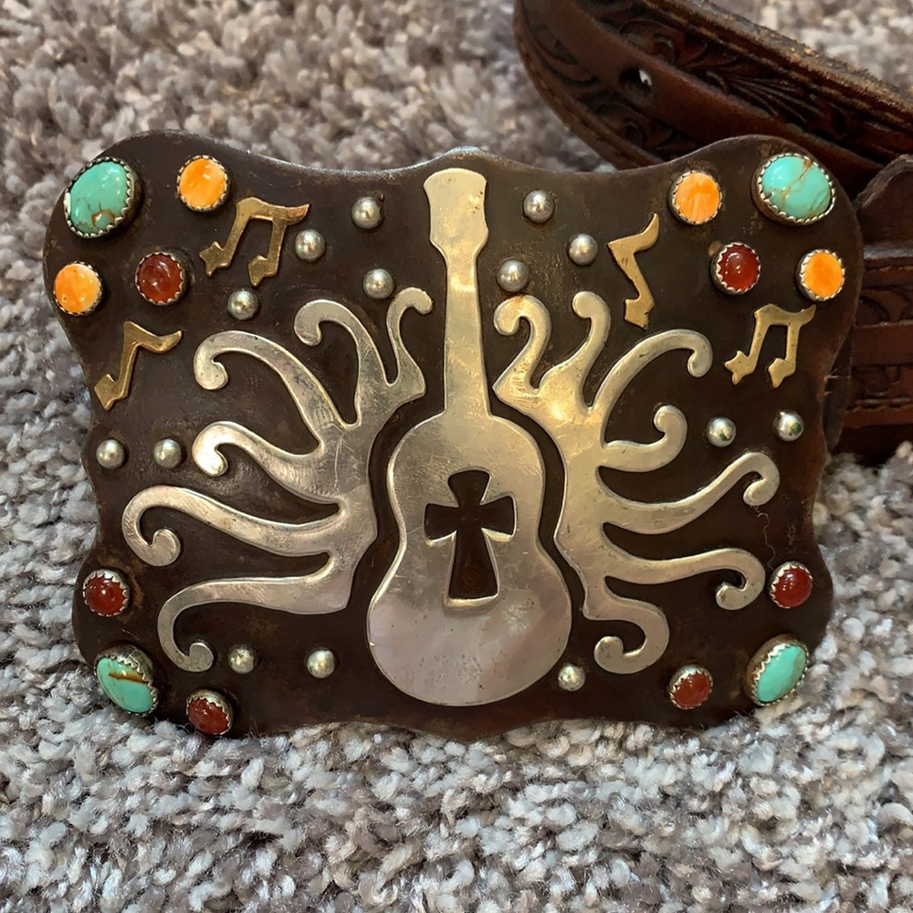 Leather belt and belt buckle - Picture 2 of 6
